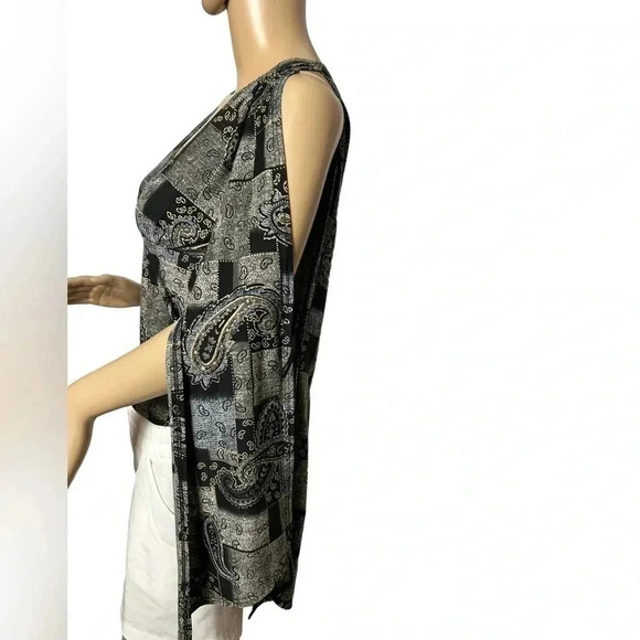 Vtg,open bell sleeve top,some velvet,paisley,XS, surplice,fairygoth,boho,ties.EC - Picture 6 of 15